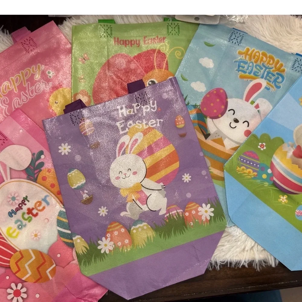 Happy Easter Bunny Reusable Gift Bag - multicolor set of 6